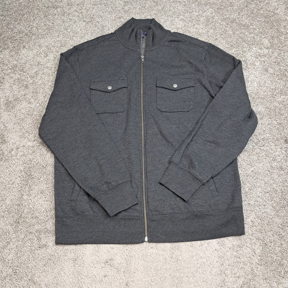 Gap Mens Full Zip Mock Neck Sweatshirt Charcoal Gray Heather Large 7832